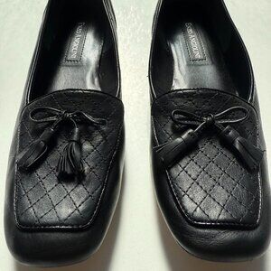 Enzo Angelioni Womens Size 8.5 M Leather Ealizzia Slip On Loafers Black